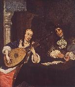 TERBORCH, Gerard Woman Playing the Lute st Germany oil painting artist